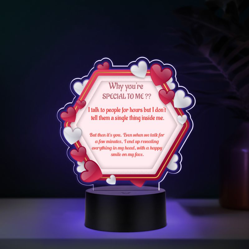 Why You are Special to Me Message LED Lamp with Automatic Color Changing Light Gift for Husband Wife, Girlfriend Boyfriend & Loveable Person